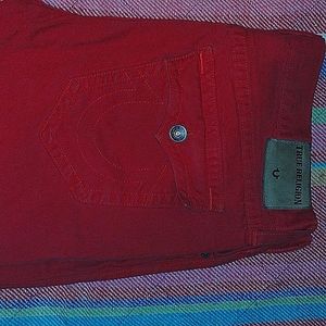True Religion - "Ricky" Relaxed Straight Red Jeans